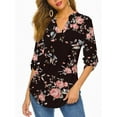 thumbnail image 1 of Haute Edition Women's Pattern and Solid 3/4 Roll Tab Sleeve Tunic Blouse Top, 1 of 4