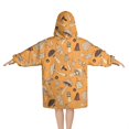 thumbnail image 2 of Brown Mushroom Leaf Orange Pattern Blanket Hoodies for Kids 6-13YR Oversize Wearable Blanket Hoodies for Boys Girls Teens, 2 of 7
