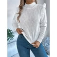 thumbnail image 6 of Womens Sweaters Sweater for Women Crewneck Ruffle Long Sleeve Solid Color Loose Pullover Top Winter 2025 White S, 6 of 9