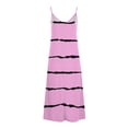 thumbnail image 5 of Honeeladyy Womens Summer Sleeveless Maxi Dress V Neck Bohemian Adjustable Spaghetti Strap Striped Loose Long Dress Pink L, 5 of 5
