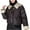 Coffee, variant on Oksale Cropped Puffer Jackets for Women Casual Lapel Quilted Outerwear Comfort Long Sleeve Overcoats for Winter 2025 White M