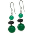 thumbnail image 2 of Sterling Silver Polished Black Agate & Green Quartz Beads Dangle Earrings (Width 10.6) (Length 43) - Jbsp, 2 of 5