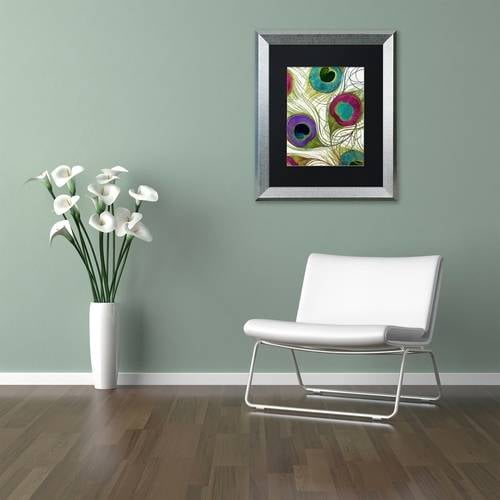 Trademark Fine Art "Peacock Feathers I" Canvas Art by Color Bakery Black Matte, Silver Frame