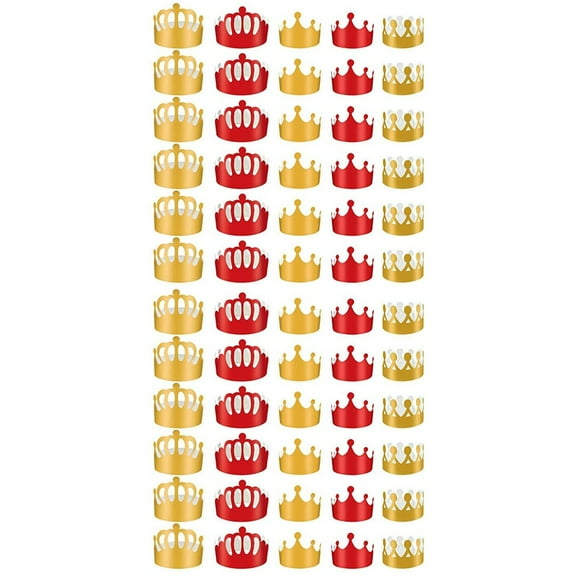 60 pcs Paper Crowns Paper Party Crown Hat for Birthday Baby Shower Gathering Celebration