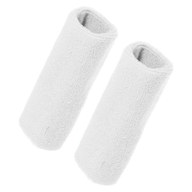 1 par de muñequeras Unique Bargains de algodón absorbente de sudor hilo de látex blanco 8x15 cm