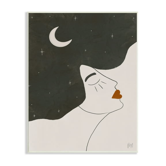 Stupell Indtries Female Abstract Hair Portrait Starry Sky Constellations,10 x 15,Design by Birch&Ink