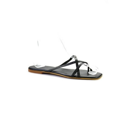 

Everlane Womens Leather Square Toe Strappy Sandals Black 7