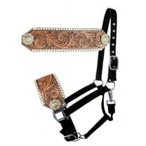 Showman Bronc Halter w/ Two-Tone Floral Tooled Leather Noseband