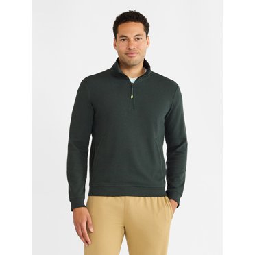 Athletic Works Men's and Big Men's Waffle Quarter Zip Pullover, Sizes S-3XL