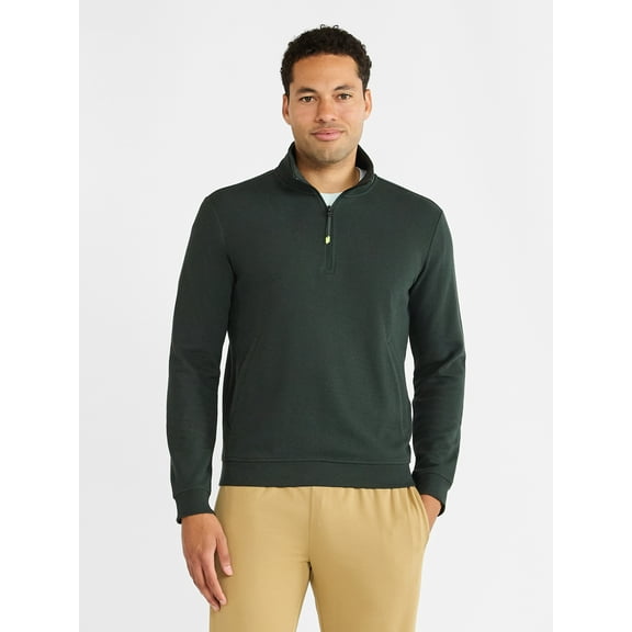 Athletic Works Men's and Big Men's Waffle Quarter Zip Pullover, Sizes S-3XL