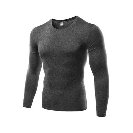 Skin Long Sleeve Compression Shirt - Men Quick Dry Compression Base Layer Skin Tight Long Sleeve Gym Sport T-shirt