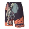 thumbnail image 4 of Rocae Astronaut With American Flag for Men's Beach Shorts Casual Elastic Waist Drawstring Summer Beach Shorts,S-3XL-X-Large, 4 of 6