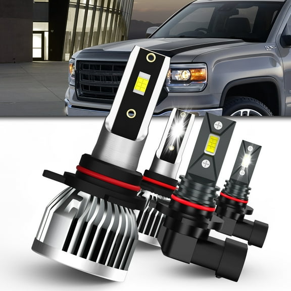 LECCIBUB LED Bulbs Upgrade Fit for GMC Sierra 1500 2014-2015 3500（2015-2016),5202/H16 LED Fog Light Bulbs 9012 High and Low Beam,6500K Cool White,1:1 Mini Size Plug and PlayFan,Pack of 4