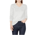 thumbnail image 1 of Ailaofu Women's V Neck Long Sleeve Solid Classic Knit Pullover Sweater Tops, 1 of 5