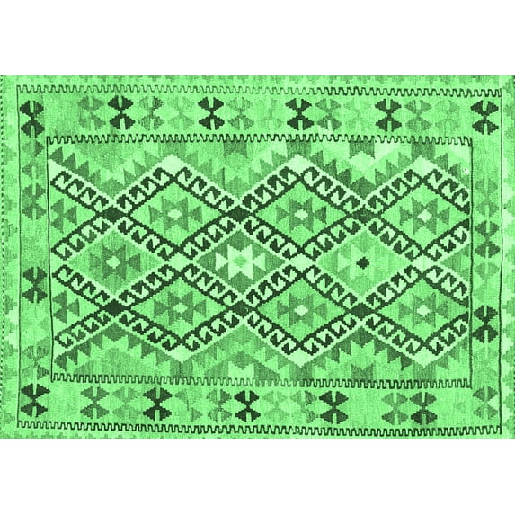 Ahgly Company Indoor Rectangle Southwestern Emerald Green Country Area Rugs, 4' x 6'