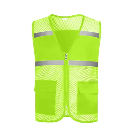 Hueook Hi Vis Safety Vest for Women Working Reflective Tank Tops Mesh Construction Women Breathable Fishing Travel Hiking Waistcoat Jacket Mint Green XL