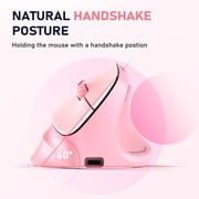 Meetion Vertical Ergonomic Mouse Pink, Wireless Bluetooth & 2.4G, Large Size, Rechargeable, USB-C