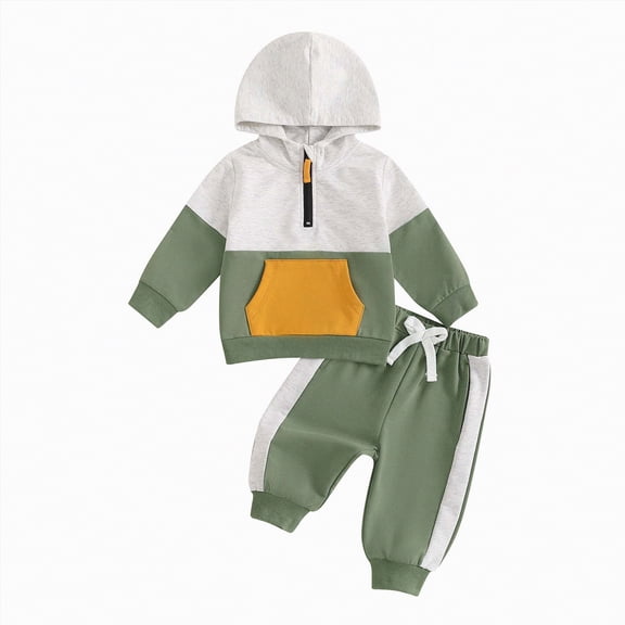 NIEWTR Boy 2 Piece Outfits Contrast Color Long Sleeve Round Neck Sweatshirt and Pants Set Toddler Pants Suits 2PCS Long Sleeve Sweatshirts Jogger Pants Set 12-24 Months, 12-18 Months