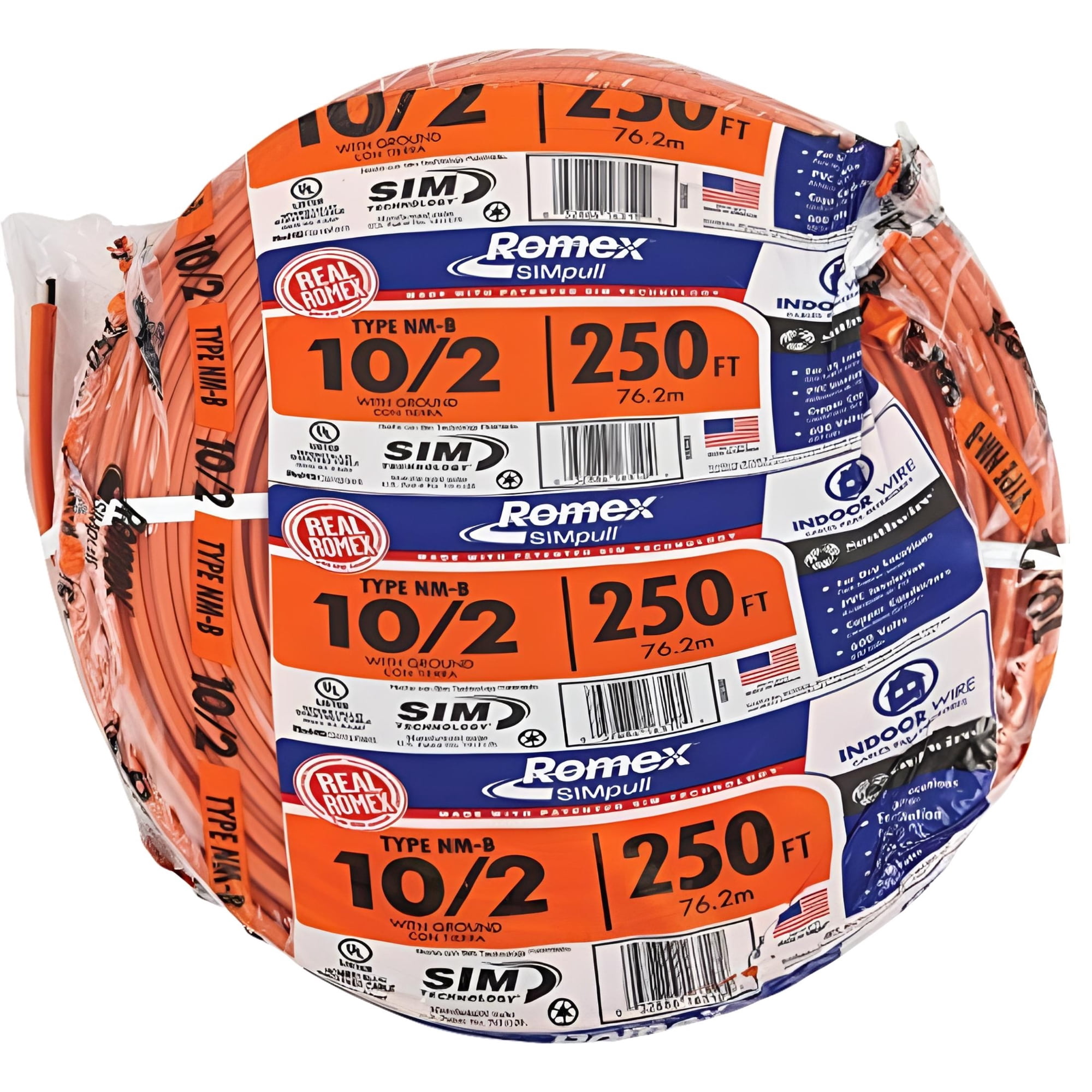 Romex Nm-B Non-Metallic Sheathed Cable With Ground, 10/2, 250 Ft. Per Roll