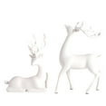 thumbnail image 2 of CoreLiving Matte White Reindeer Figurines 2-Pc Set, Elk Statue for Christmas Village Display, Rustic Deer Decor for Home, Office Desk, Bookshelf, Mantel | Holiday Gift, 2 of 6