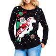 thumbnail image 1 of Gibobby Suéter de Punto Navideño de manga larga con cuello redondo y patrón de dibujos animados de otoño e invierno para mujer, suéter de Navidad(Negro,M), 1 of 5