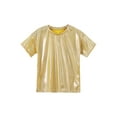 thumbnail image 3 of XUNZOO Kids Girls Sparkly Metallic Shiny T-shirt Boys Short Sleeves Loose Fit T-Shirt for Stage Gold 100, 3 of 7