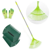 Hortem Leaf Rakes Set, Adjustable Steel Garden Rake for Leaves and Yard Leaf Scoops