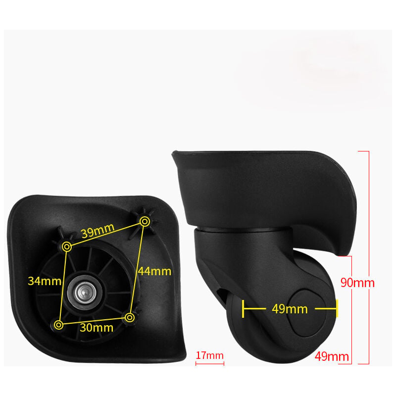 thumbnail image 4 of Par de ruedas de repuesto universales y duraderas para maletas de goma silenciosas multidireccionales para ruedas de reparación de repuesto de maletas (negro pequeño), 4 of 4