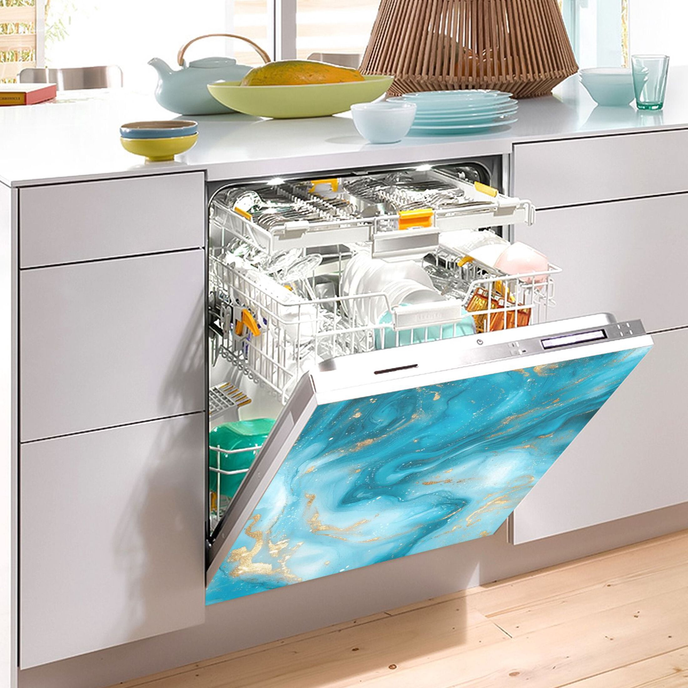 Dishwasher Magnetic Sticker 23x26 Inch Refrigerator Magnetic Sticker Washing Machine Magnetic Sticker Kitchen Panel Magnetic Sticker Home Decor Pretty Marble Pattern