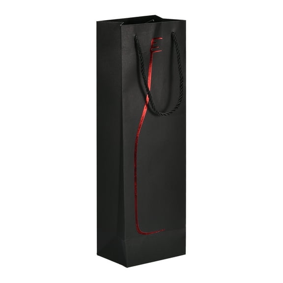 Wine Bags, 1Pack Black Red 5 x 4 x 15 In Wine Gift Bags with Rope Handles for Wedding Birthday