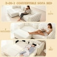 thumbnail image 3 of 90.6'' Futon Sofa Bed, Chesterfield Velvet Sleeper Sofa, Convertible Floor L-Shaped Couch, Tufted Back, 4 Pillows, Gold Edge Trim, Deep Loveseat Couches for Living Room, Apartment, Gold Beige, 3 of 9