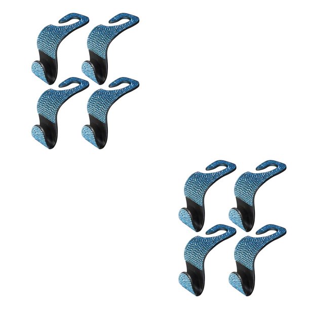 Sidaley Paquete de 4 ganchos para reposacabezas de automóvil, bolsa de la compra, soporte para colgar, color blanco Azul 2piezas