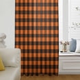 thumbnail image 6 of Black Orange Plaid Sheer Curtains 72 Inches Long, Farmhouse Buffalo Check Gingham Light Filering Curtains, Breathable Simi Curtain Privacy Drapes for Living Room Bedroom Lightweight Window Treatment, 6 of 9