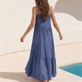 thumbnail image 6 of Women's Boho Maxi Slip Dress Spaghetti Strap Square Neck High Waist Tiered Ruffle Hem Flowy Swing Silhouette Lightweight Breathable Summer Beach Sun Dress Vacation Apparel, 6 of 9