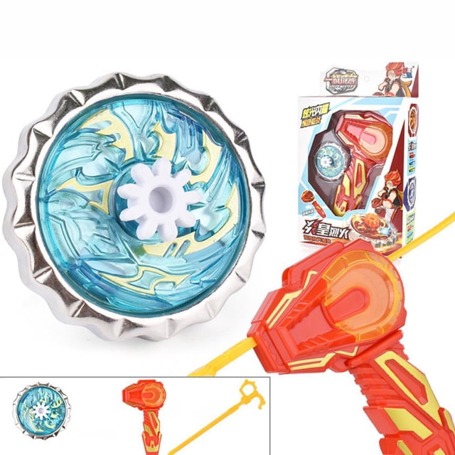 Juguete giratorio para niños, lanzador Manual de cuerda de tracción, giroscopio de Metal con luz fresca, juguetes para niños, regalos de cumpleaños