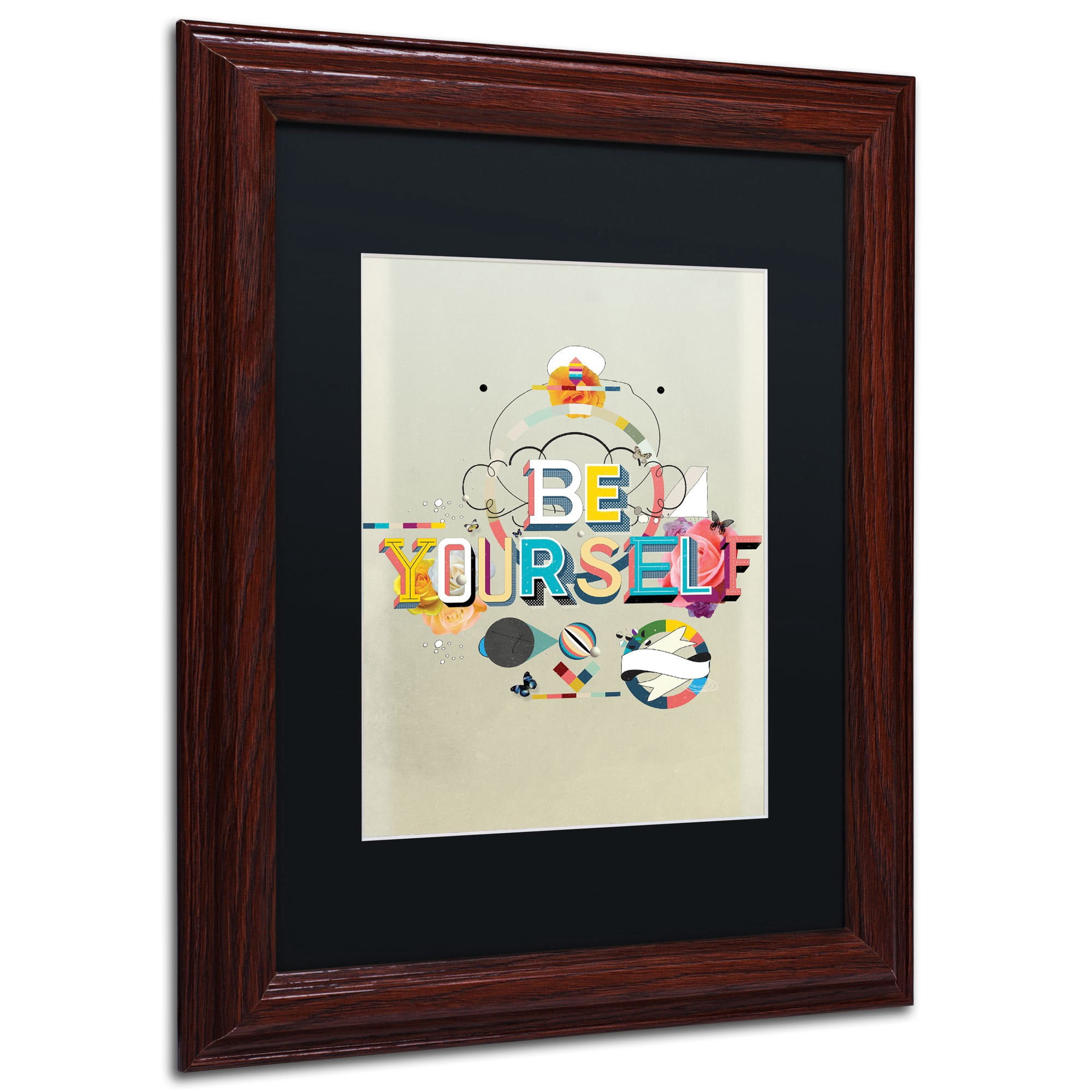 Trademark Fine Art "Be Yourself" Canvas Art by Kavan & Co Black Matte, Black Frame