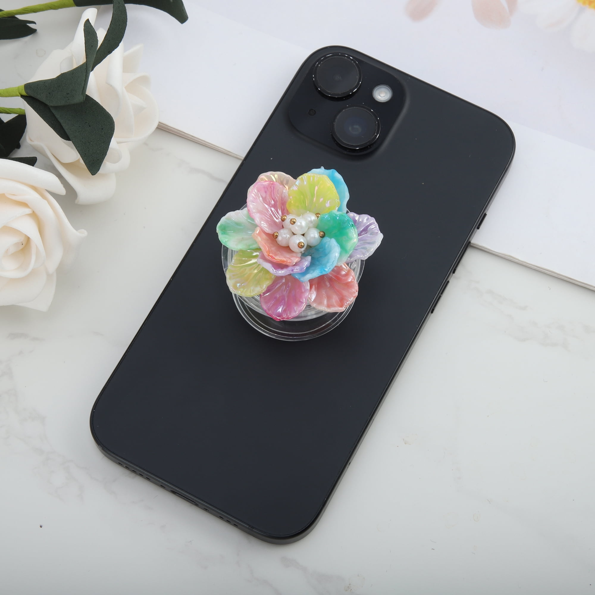 Unique Bargains Shell Flower Phone Grip 1 Pc Multicolored