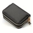 thumbnail image 1 of HLONK Classic Double Zipper Coin Purse  Solid Color Coin Purse  Clutch Credit Card Holder For Women, 1 of 7