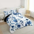 thumbnail image 3 of jejeloiu Rustic Flowers Full Size Comforter Sets,Modern Ink Aesthetic Floral Bedding Comforter Set,White Blue Bedding Sets For Girls Teens,Microfiber Bedroom Decor Reversible,3 Pieces, 3 of 8