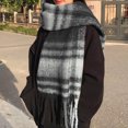 thumbnail image 2 of Fgnfyis Loop Yarn Plaid Scarf for Women Cozy Warm Winter Fashion Soft Textured Wrap Shawl Elegant Everyday Style Grey, 2 of 4
