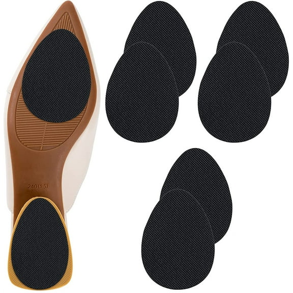 NOGIS Non-Slip Shoe Pads, Self-Adhesive Anti-Slip Shoe Grips for High Heels, Premium Odorless Silicone Non Skid Sole Protector Stickers (3.5"x2.5",Black-6 pcs)