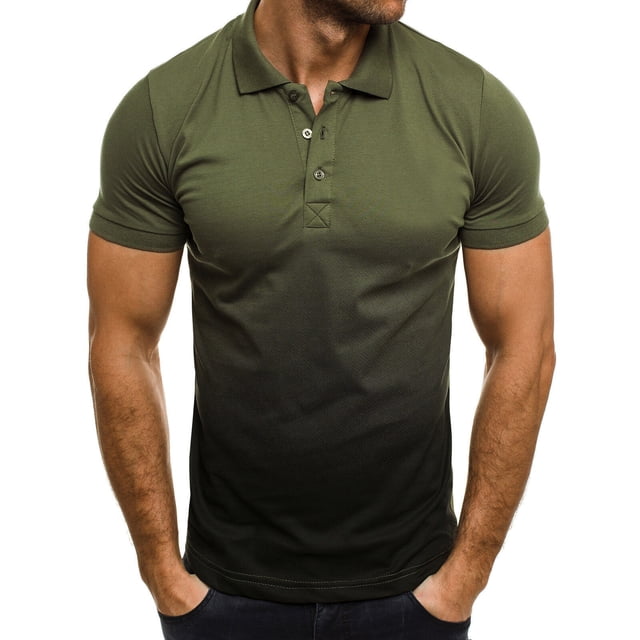 EGNMCR T-shirt de Sport Décontracté pour Homme à Col à Revers Dégradé à Manches Courtes
