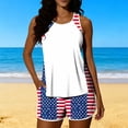 thumbnail image 2 of 4th of July Tankini Swimsuit for Women, Athletic Racerback Top with Built-in Bra and Pocketed Shorts Bathing Suit, Summer Beach Swimwear, 2 of 6