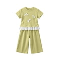 thumbnail image 6 of ITSAME Girls Outfit Set, Cute Bow Ruffle T-Shirt and Pants Summer Fashion Casual Set 2-Piece Yellow Size 10, 6 of 6
