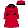 Good Lad Little Girls Black Red Side Bow Accent Hat Double Breasted Coat