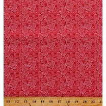 Cotton Hearts Valentine's Day Love Red Ornamental Motifs Cotton Fabric Print by the Yard (112605)
