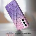 thumbnail image 3 of XPM for Samsung Galaxy A16 5G Phone Case, Fashion Flower Design Sparkle Glitter Shimmer Rhinestone Bling Floral Accents, Leather Texture TPU Cover for Galaxy A16 5G (Light Pink /Light Purple), 3 of 10