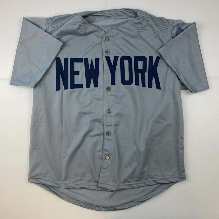 Facsimile Autographed Babe Ruth New York Grey Reprint Laser Auto Baseball  Jersey Size Men's XL 
