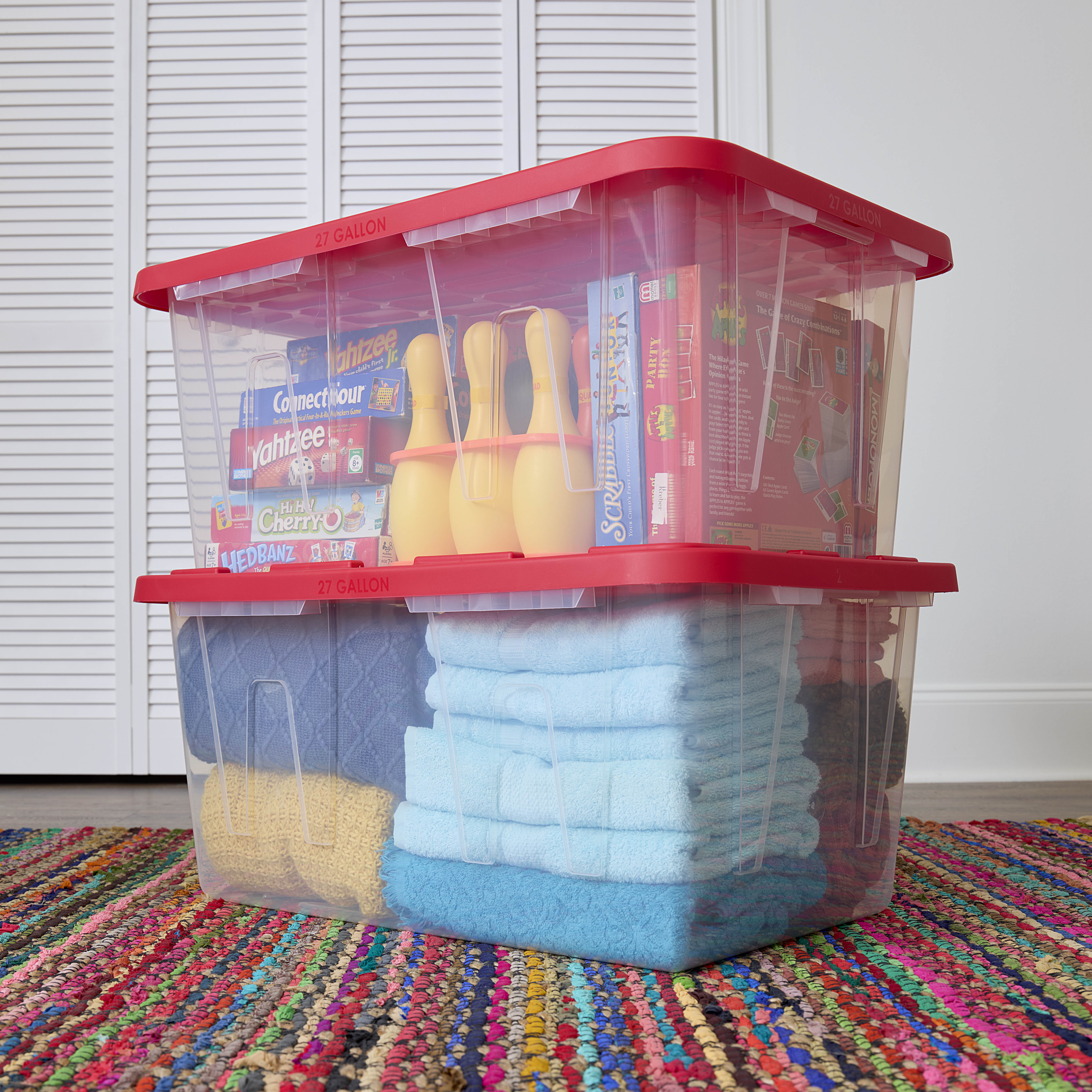 Hyper Tough 27 Gallon Clear Storage Bin with Red Snap Lid photo 3