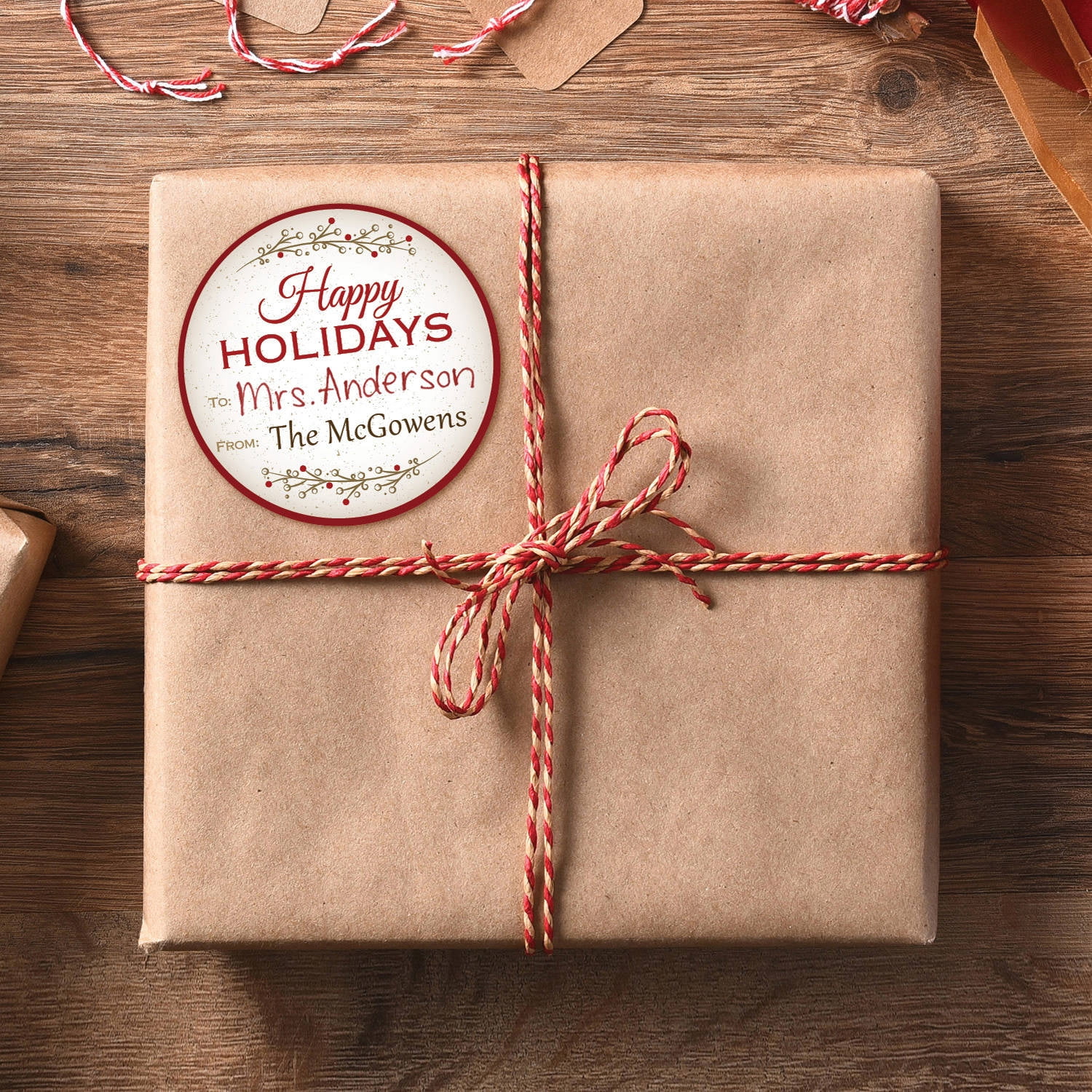 Happy Holidays Personalized Gift Sticker Set